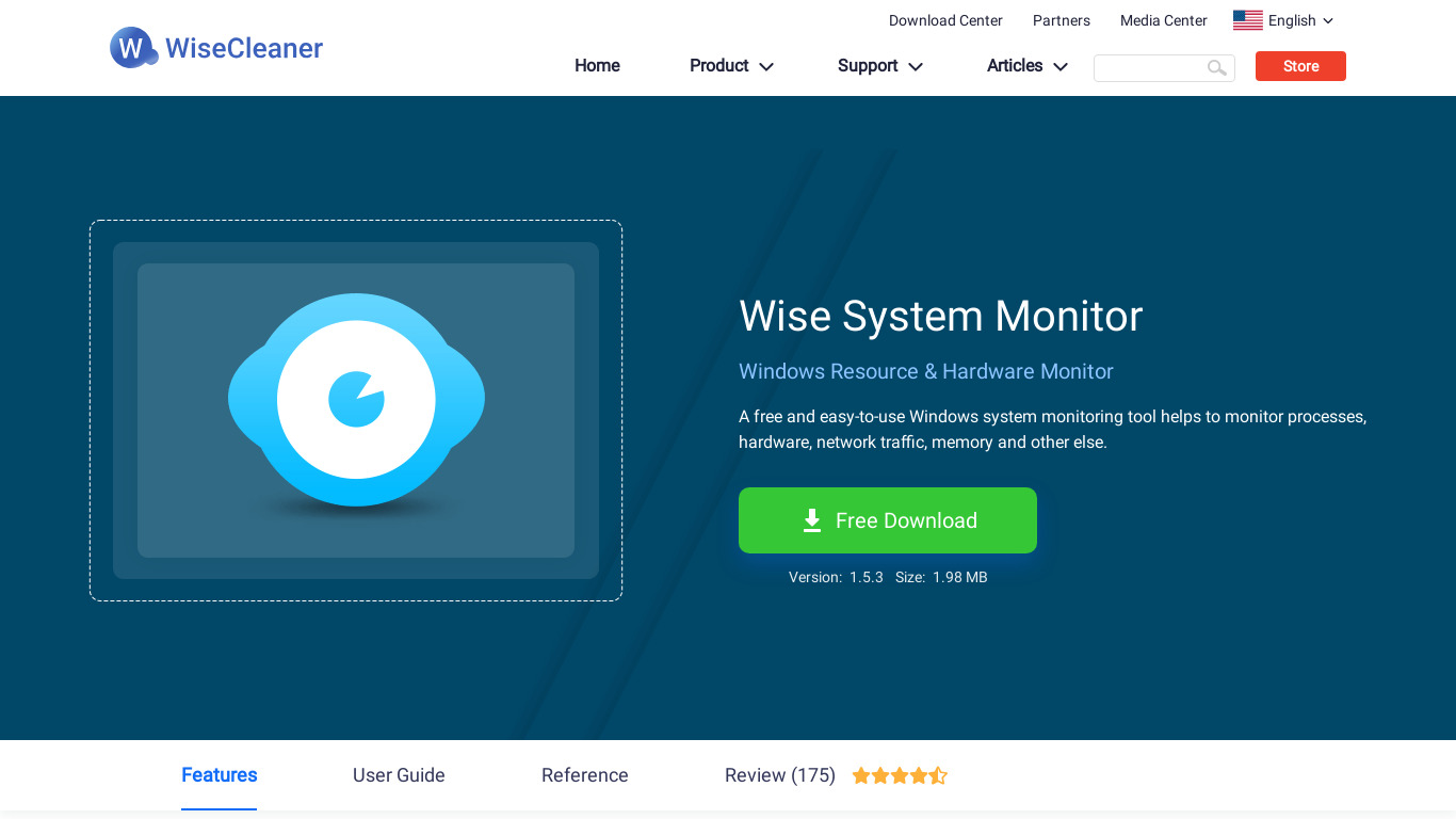 Wise System Monitor Landing page