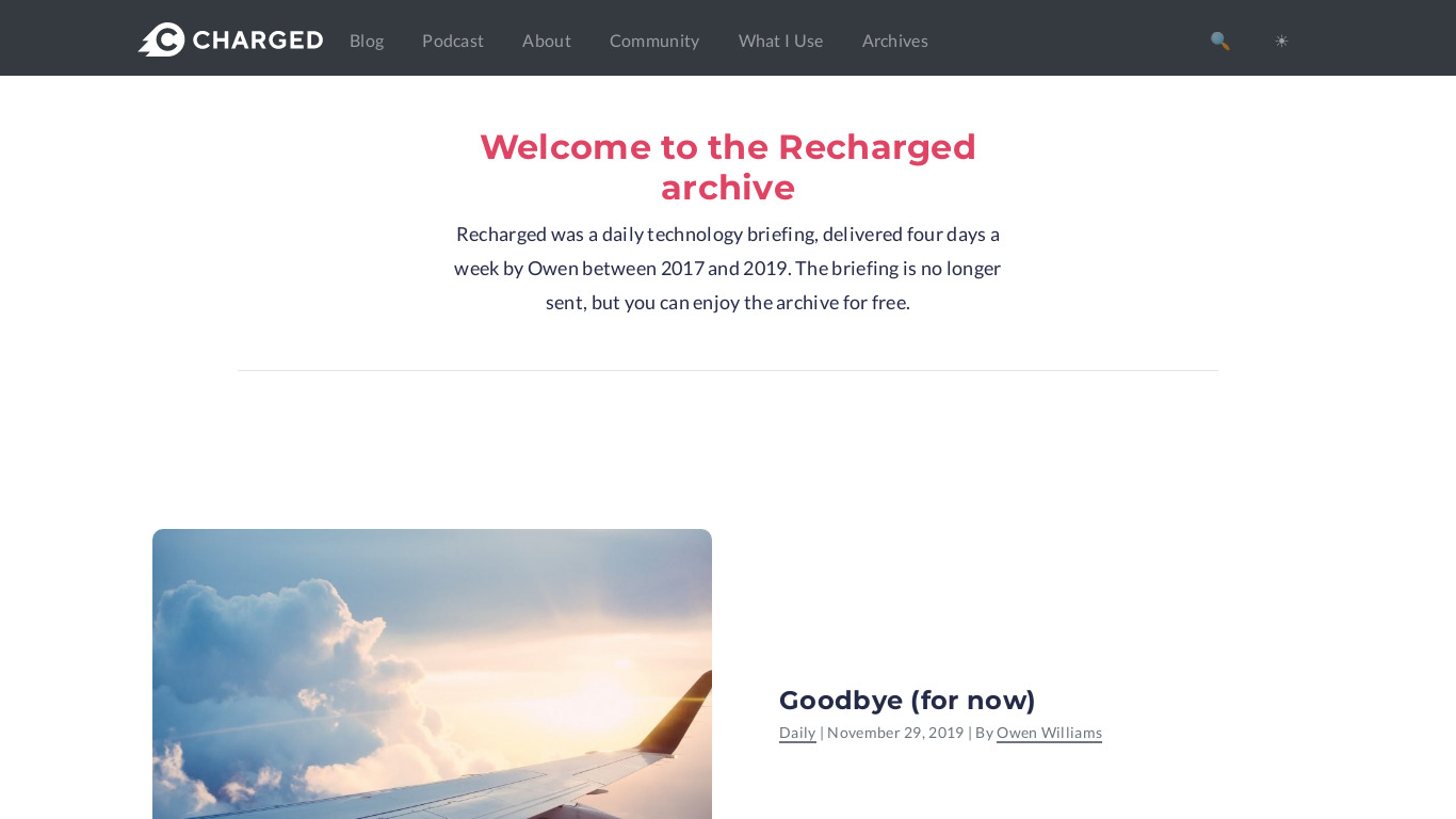 re:Charged Landing page