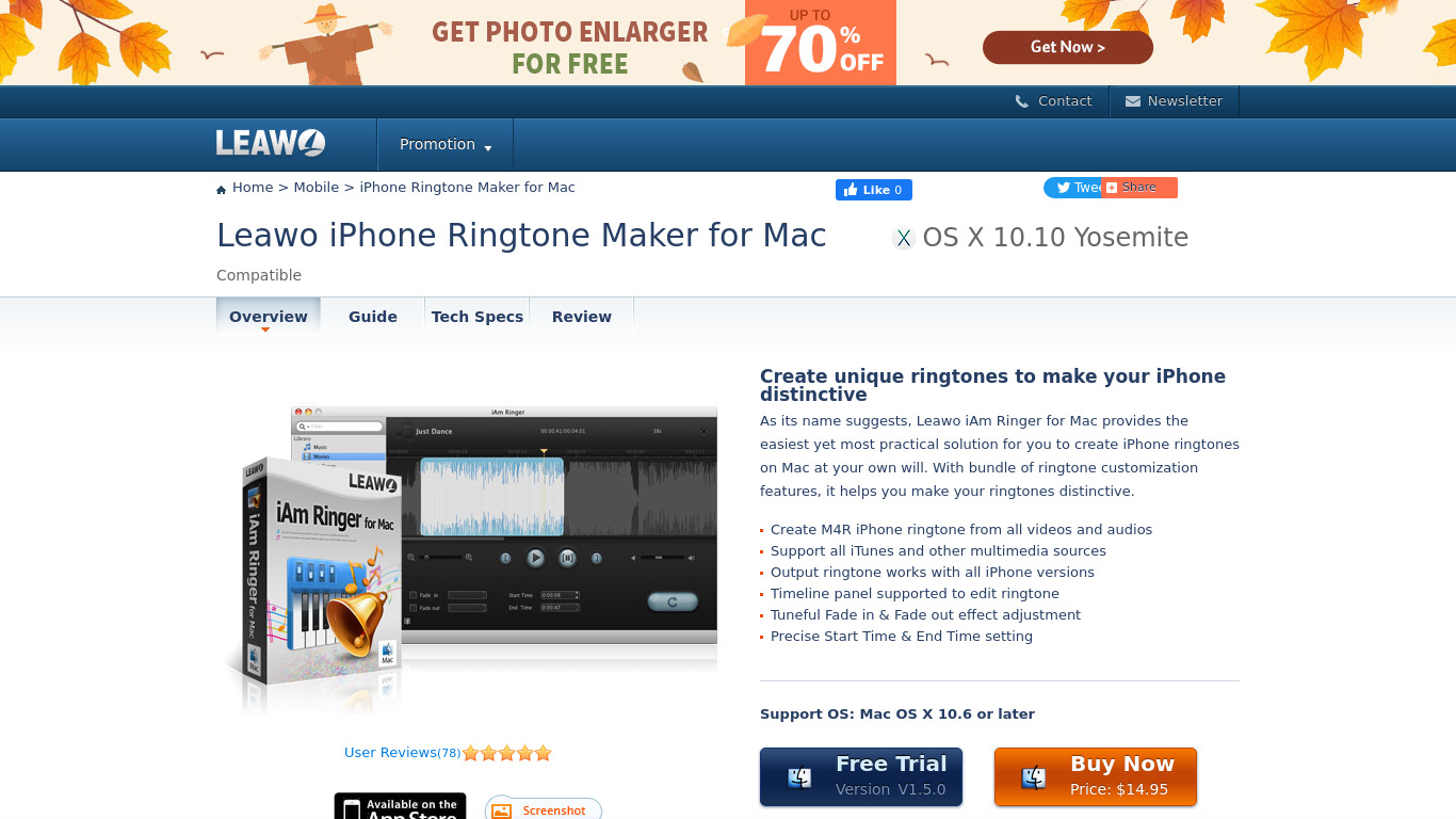 Leawo iPhone Ringtone Maker Landing page