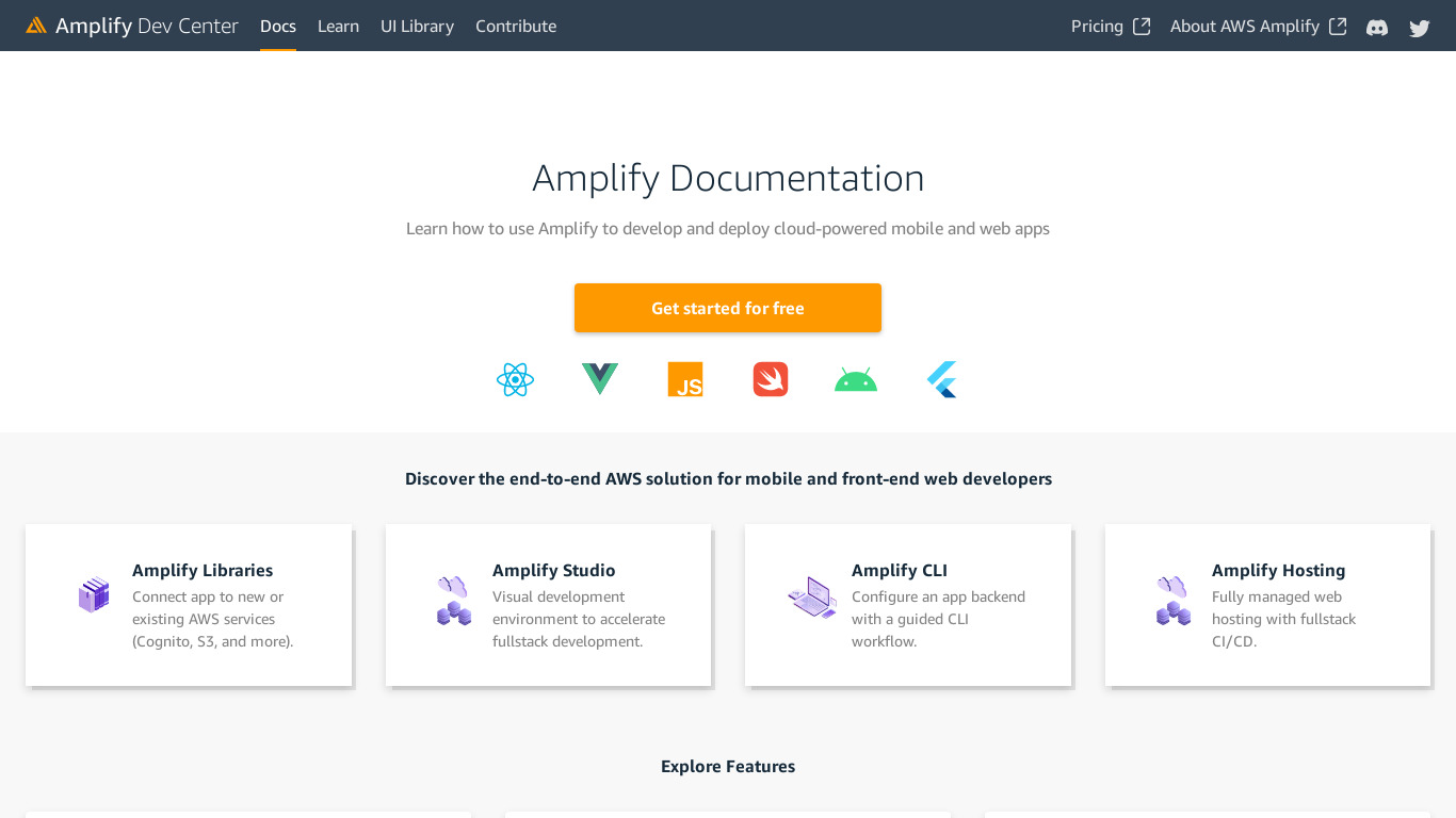 AWS Amplify Landing page