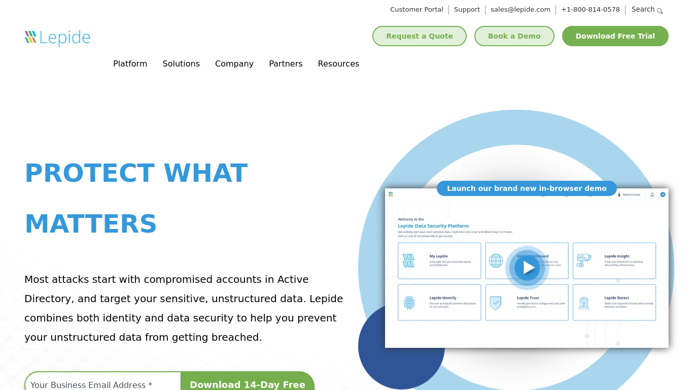 Lepide Landing page
