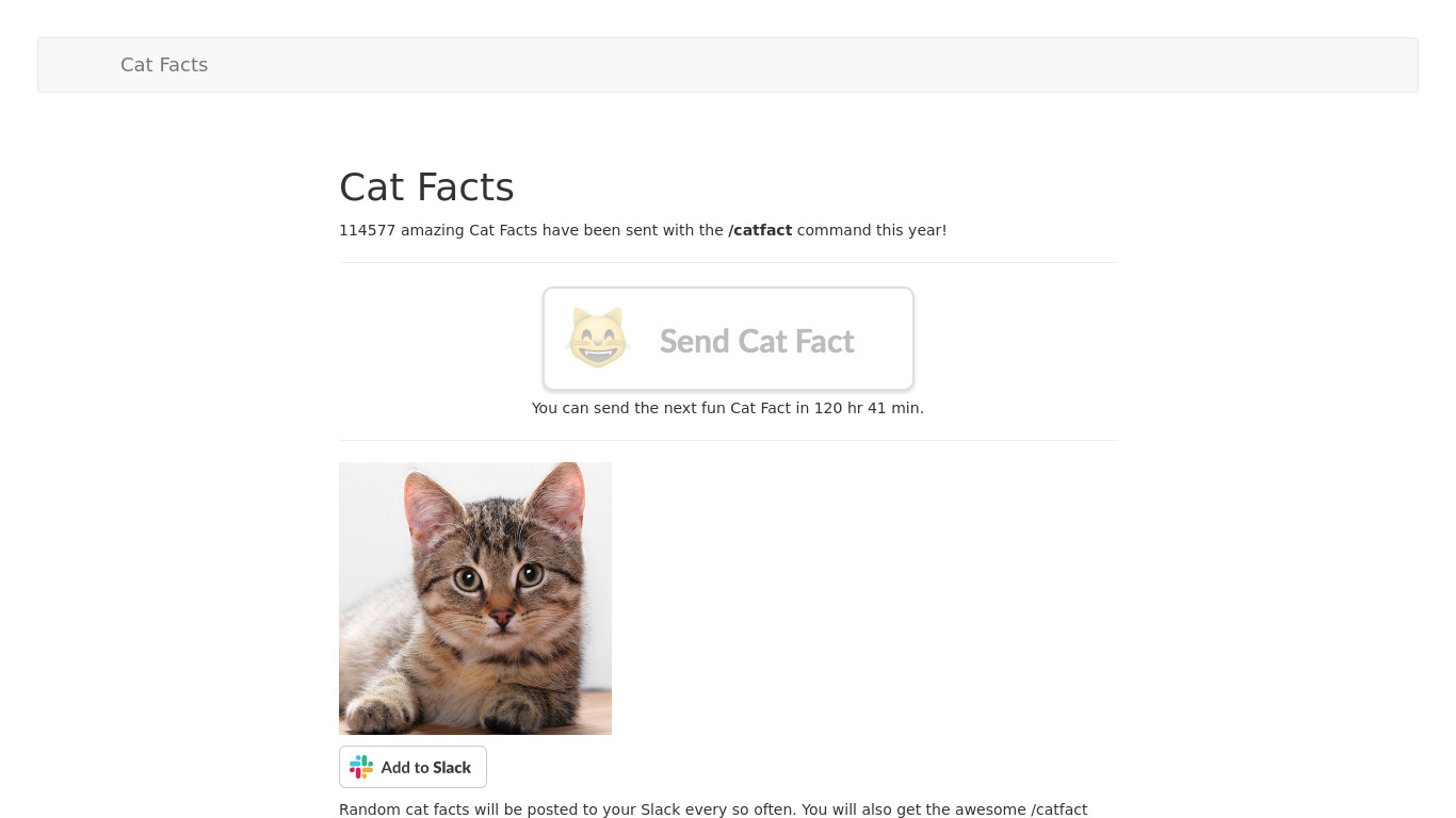 Cat Facts Landing page