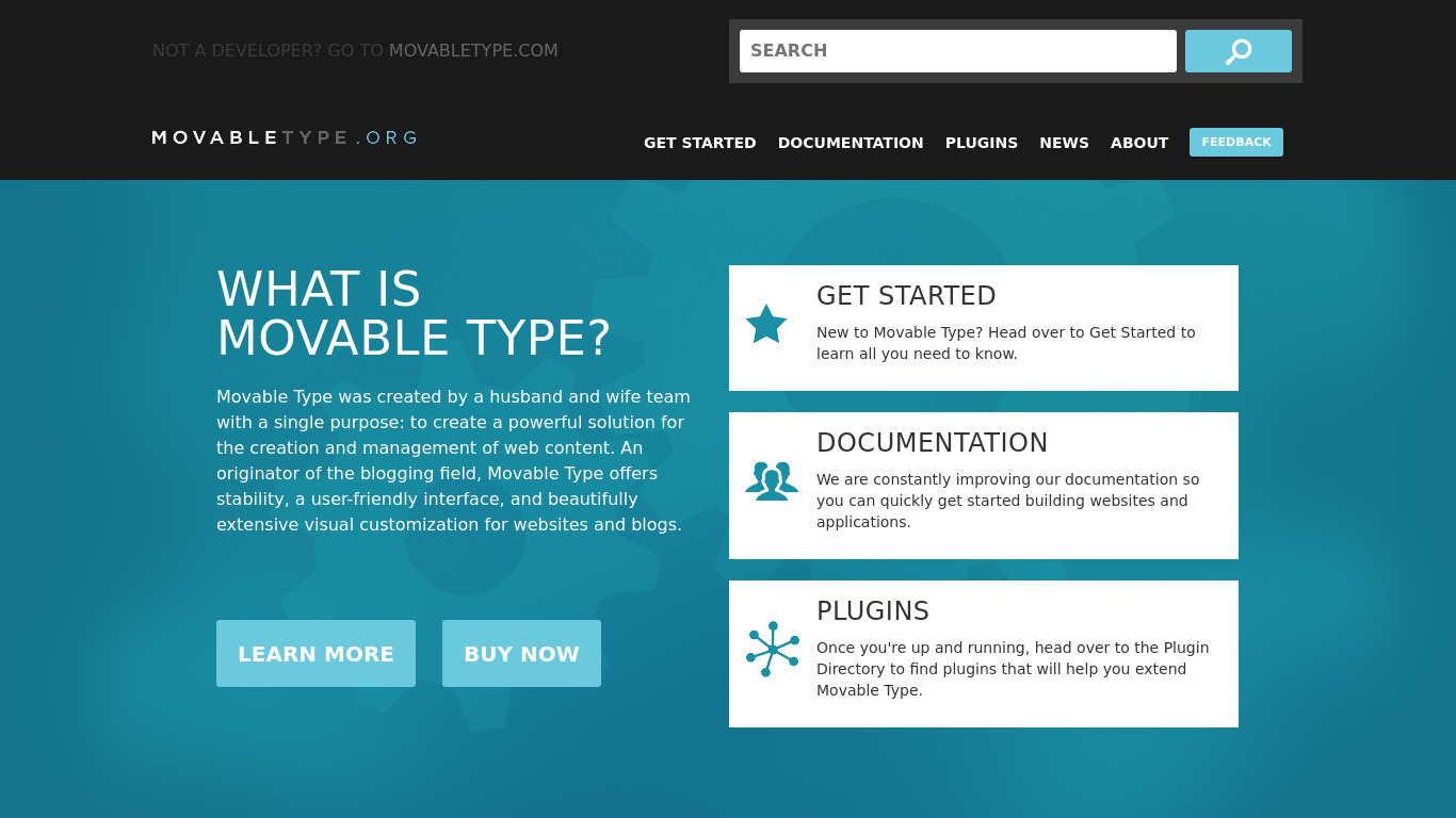 Movable Type Landing page