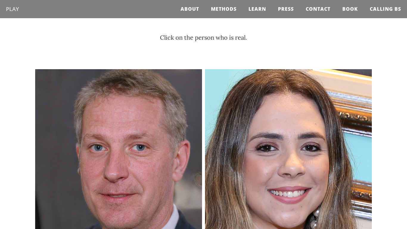 Which Face is Real? Landing page