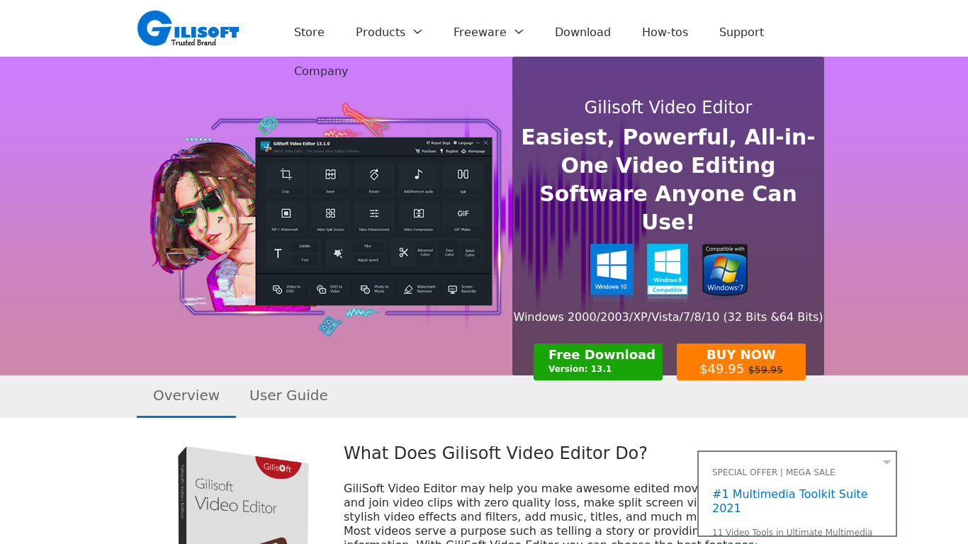 Gilisoft Video Editor Landing page