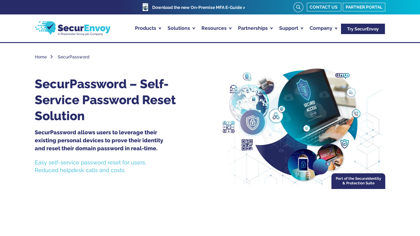 SecurEnvoy SecurPassword Landing page
