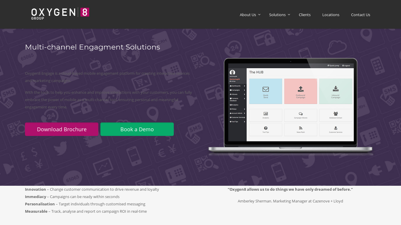 Oxygen8 Engage Landing page