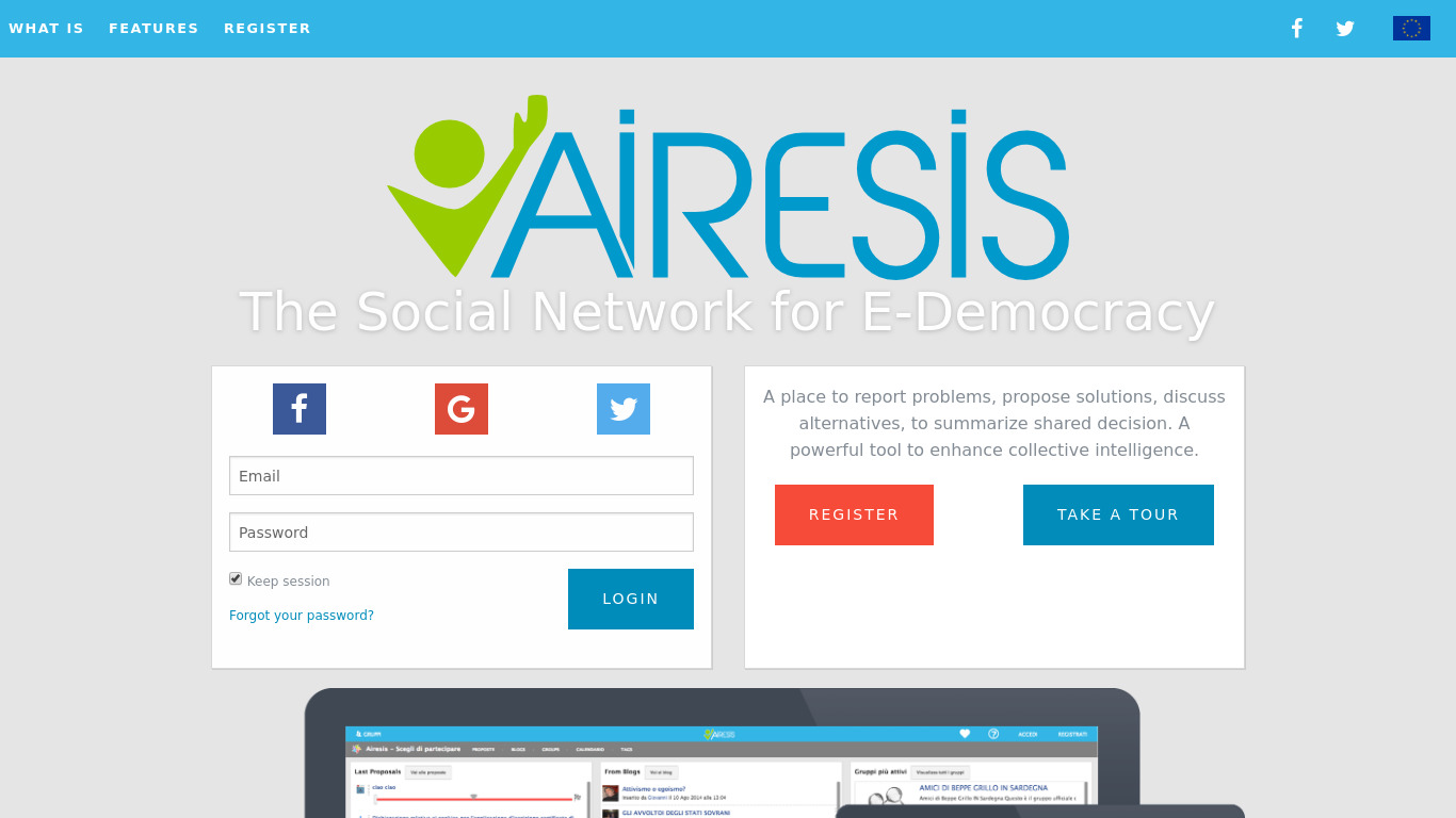 Airesis Landing page