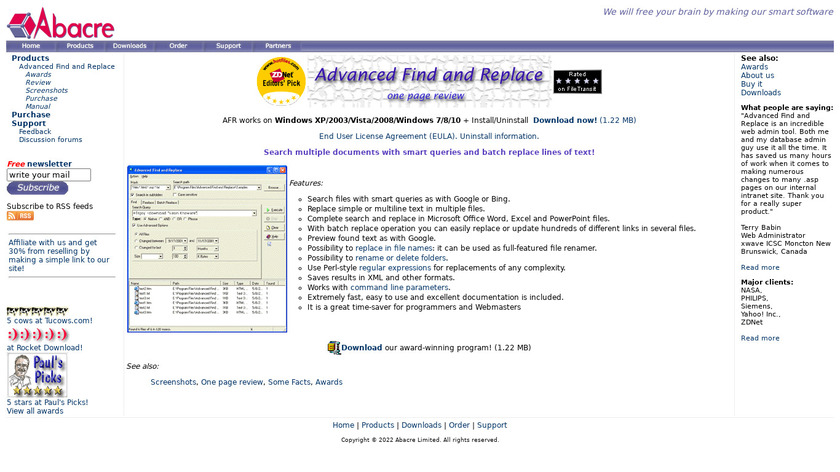 Advanced Find and Replace Landing Page