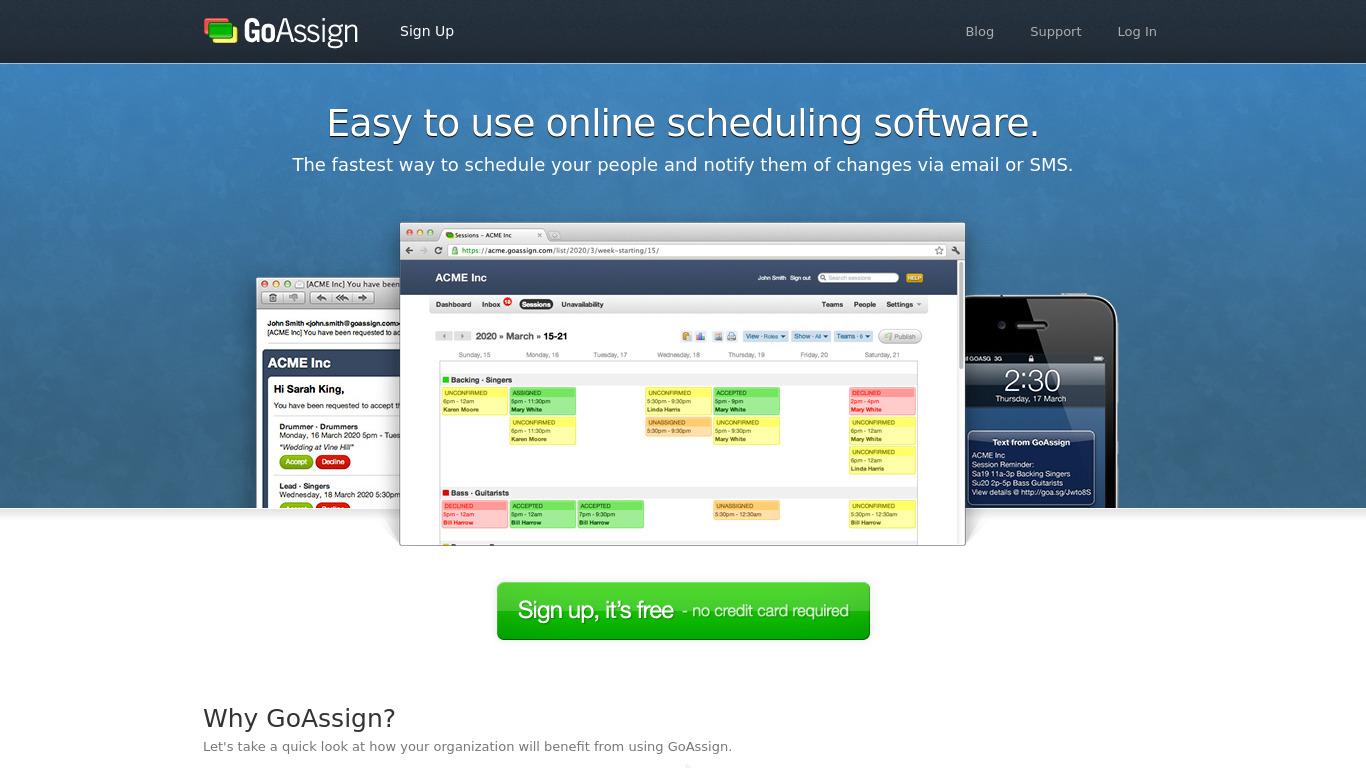 GoAssign Landing page