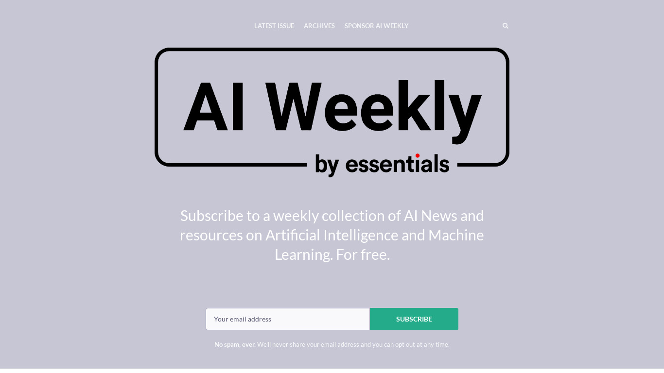 AI Weekly Landing page