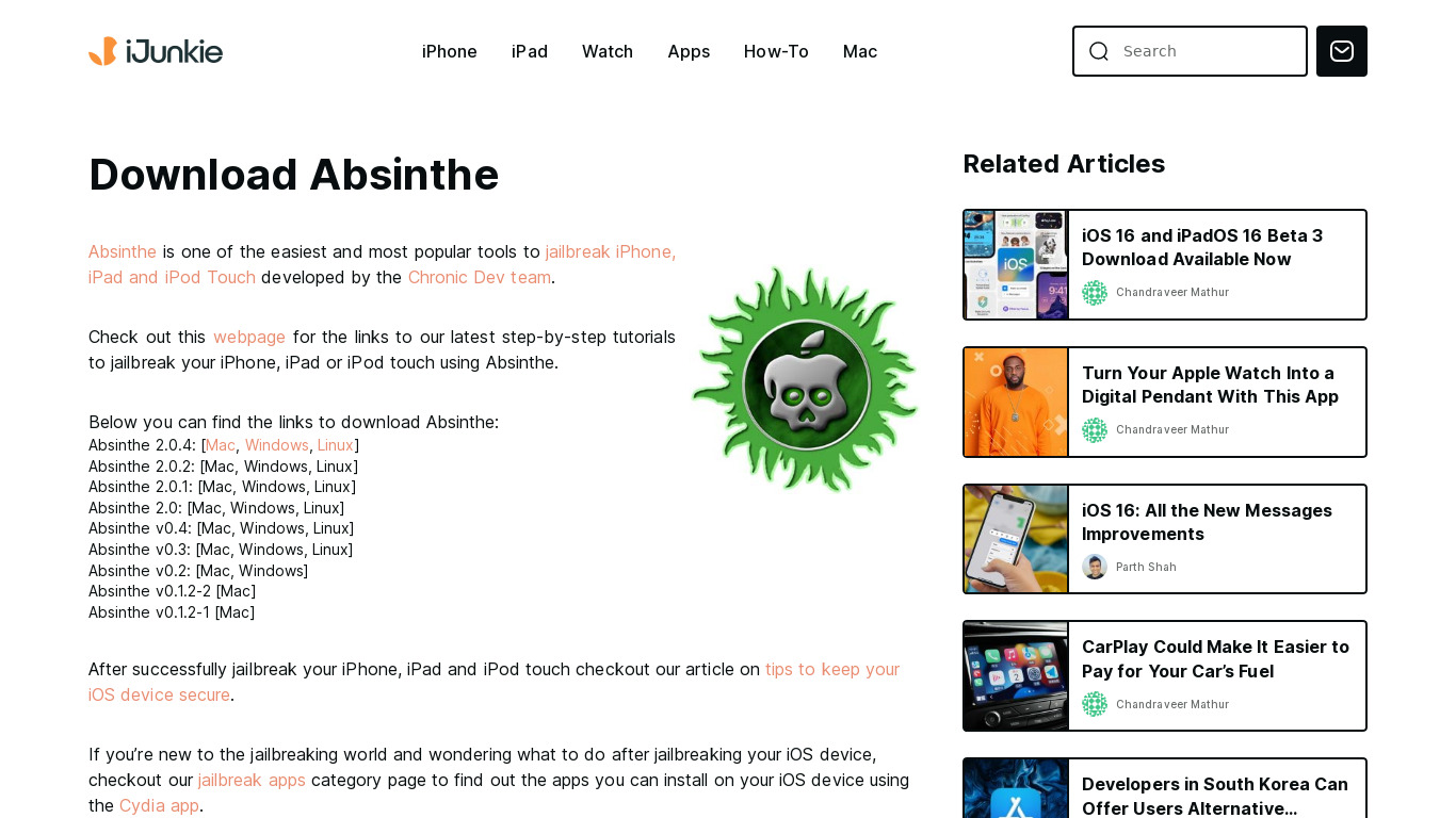 Absinthe Landing page