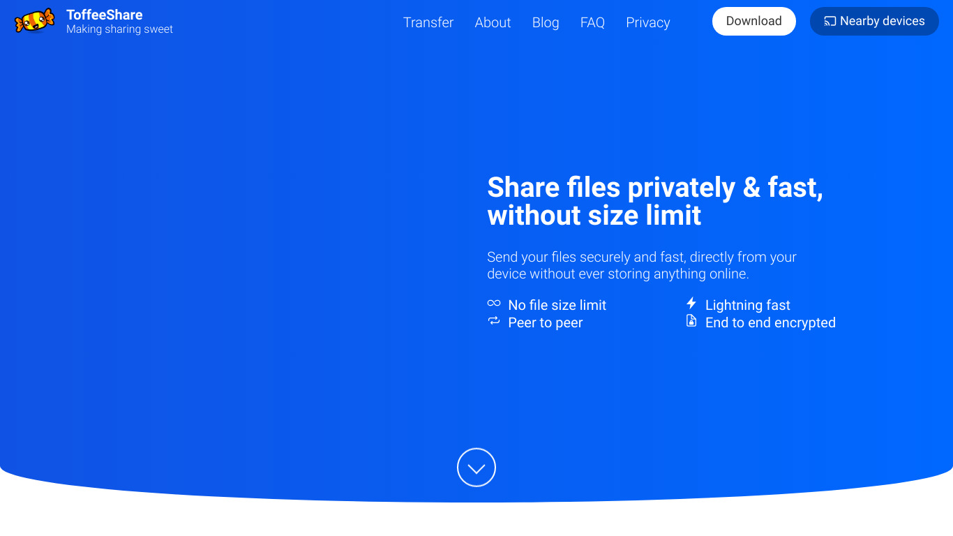 ToffeeShare Landing page