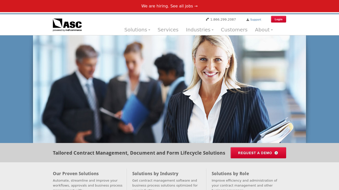 ASC Contract Management Landing page