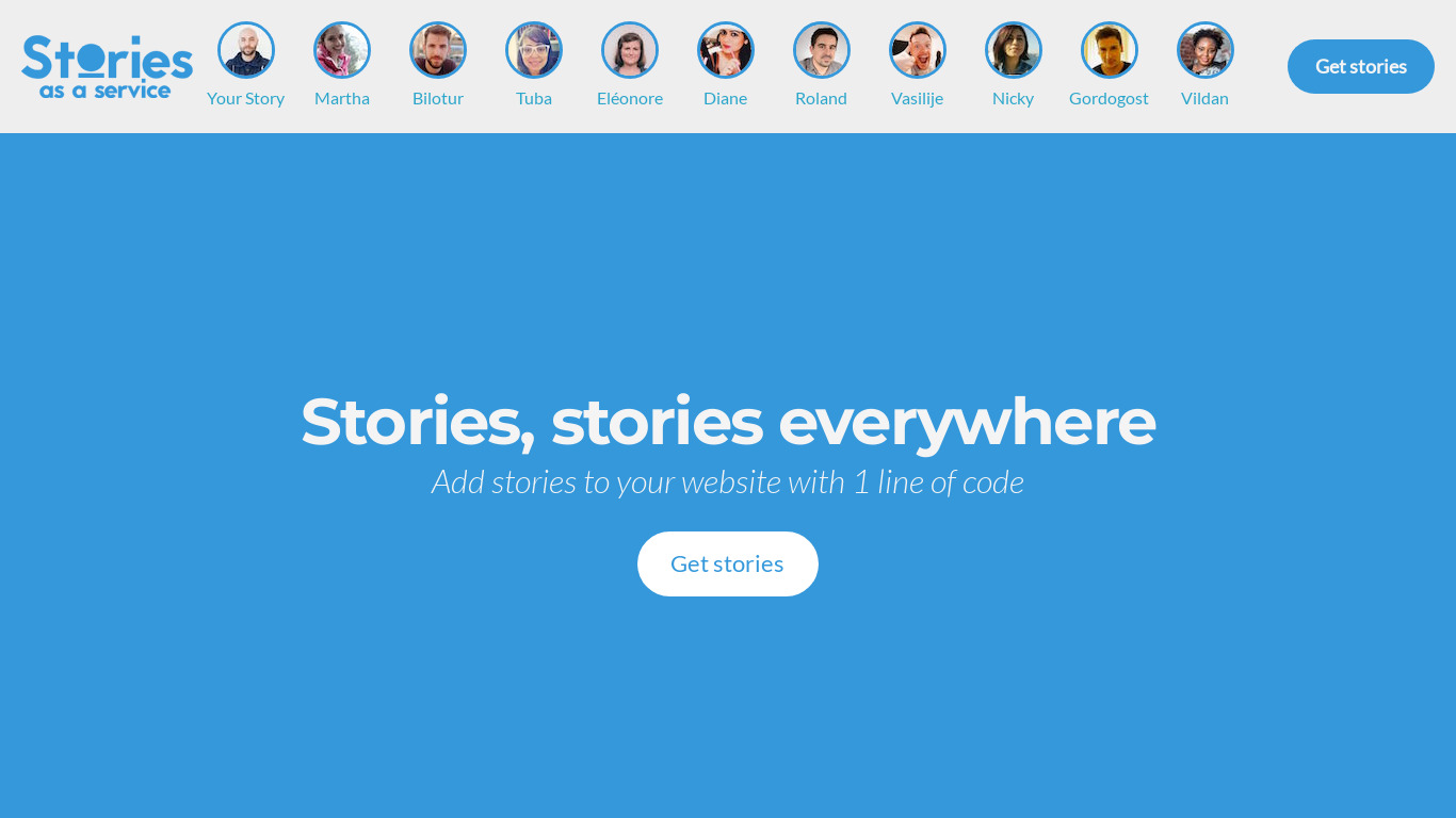 Stories as a Service Landing page