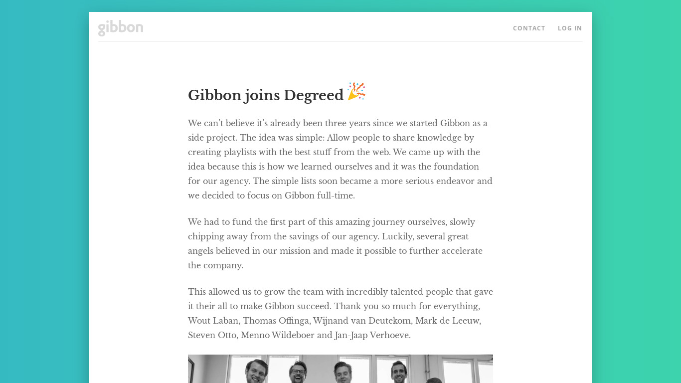 Gibbon for iPad Landing page
