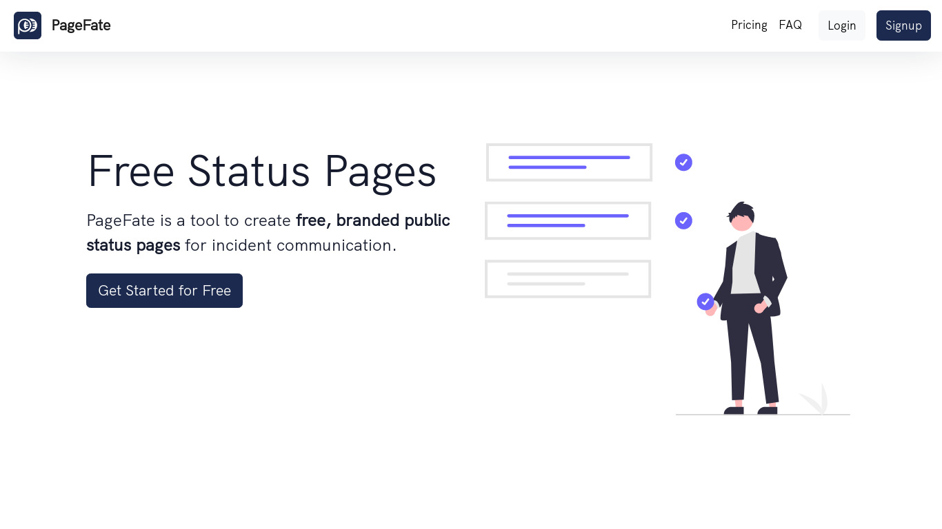 PageFate Landing page