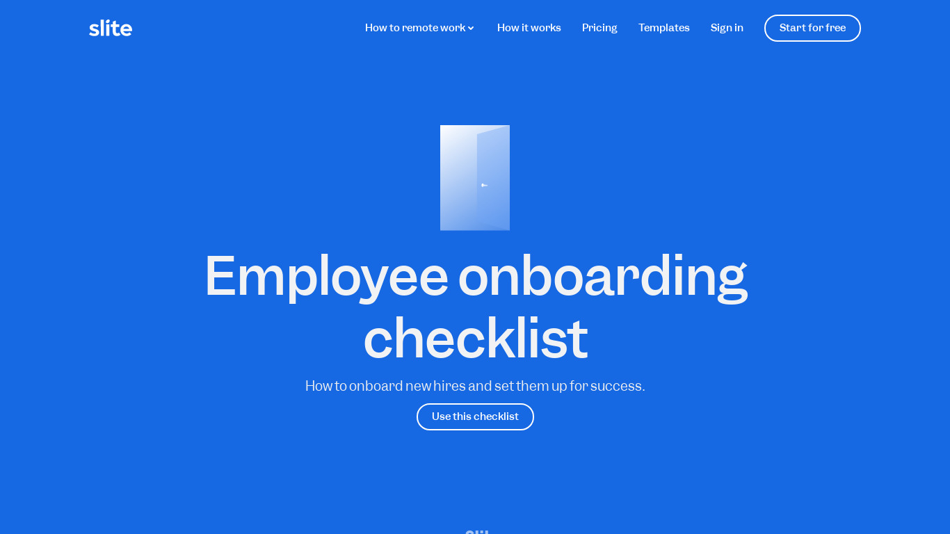 Employee onboarding checklist Landing page