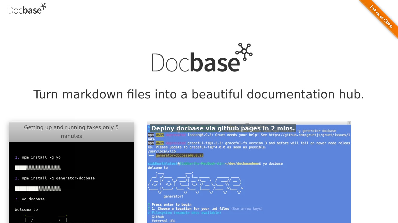 Docbase Landing page