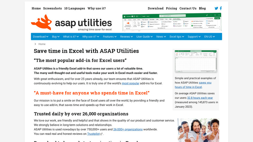 ASAP Utilities Landing Page