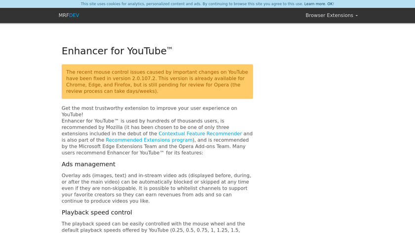 YouTube Enhancer Plus Landing Page