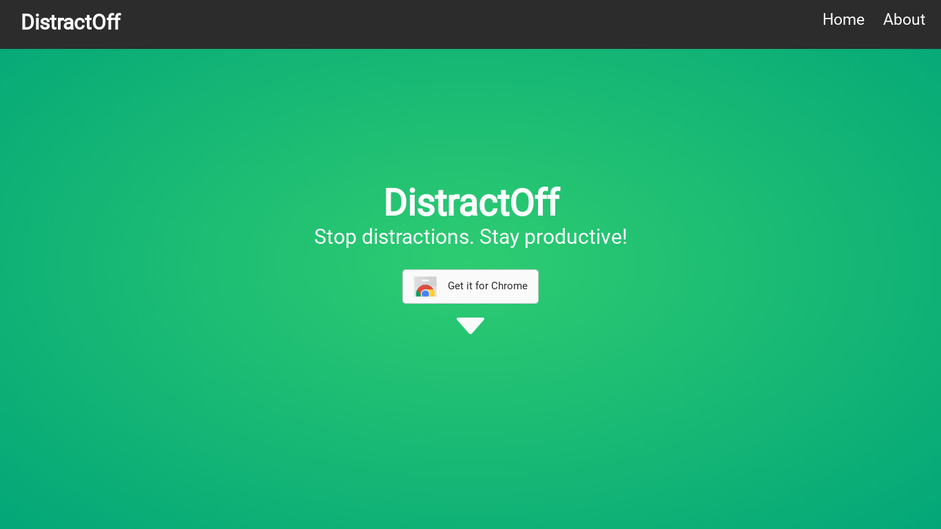 DistractOff Landing page