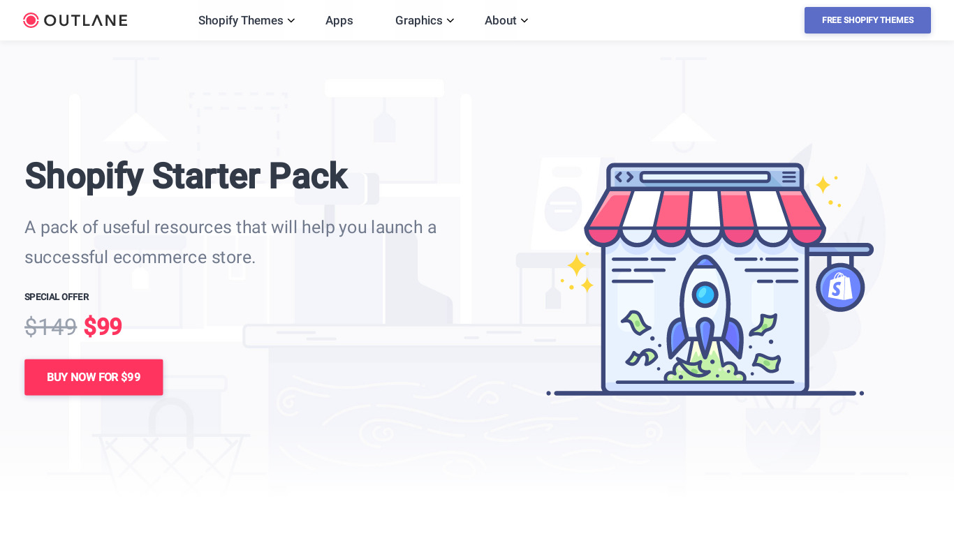 Shopify Starter Pack Landing page