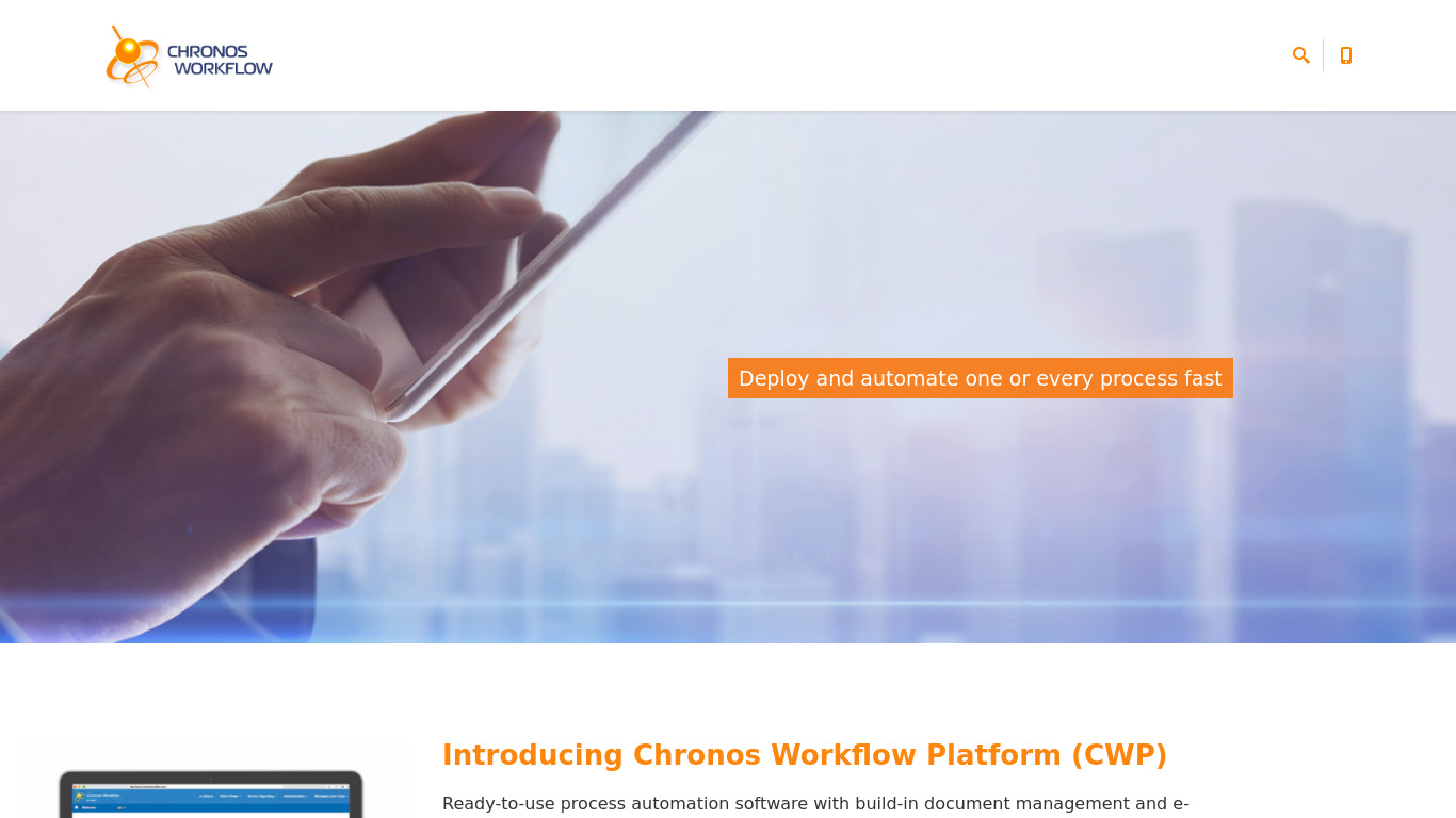 Chronos Workflow Platform Landing page