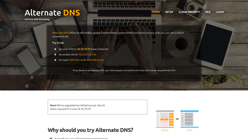 Alternate DNS Landing Page