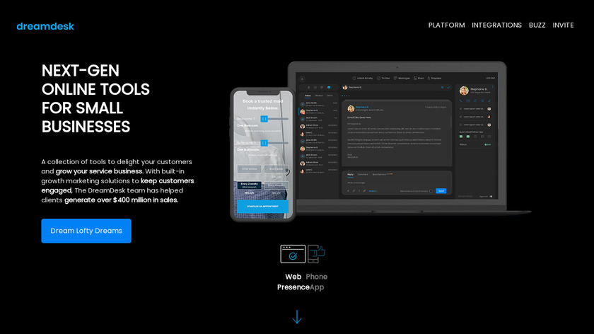 DreamDesk VR Landing Page
