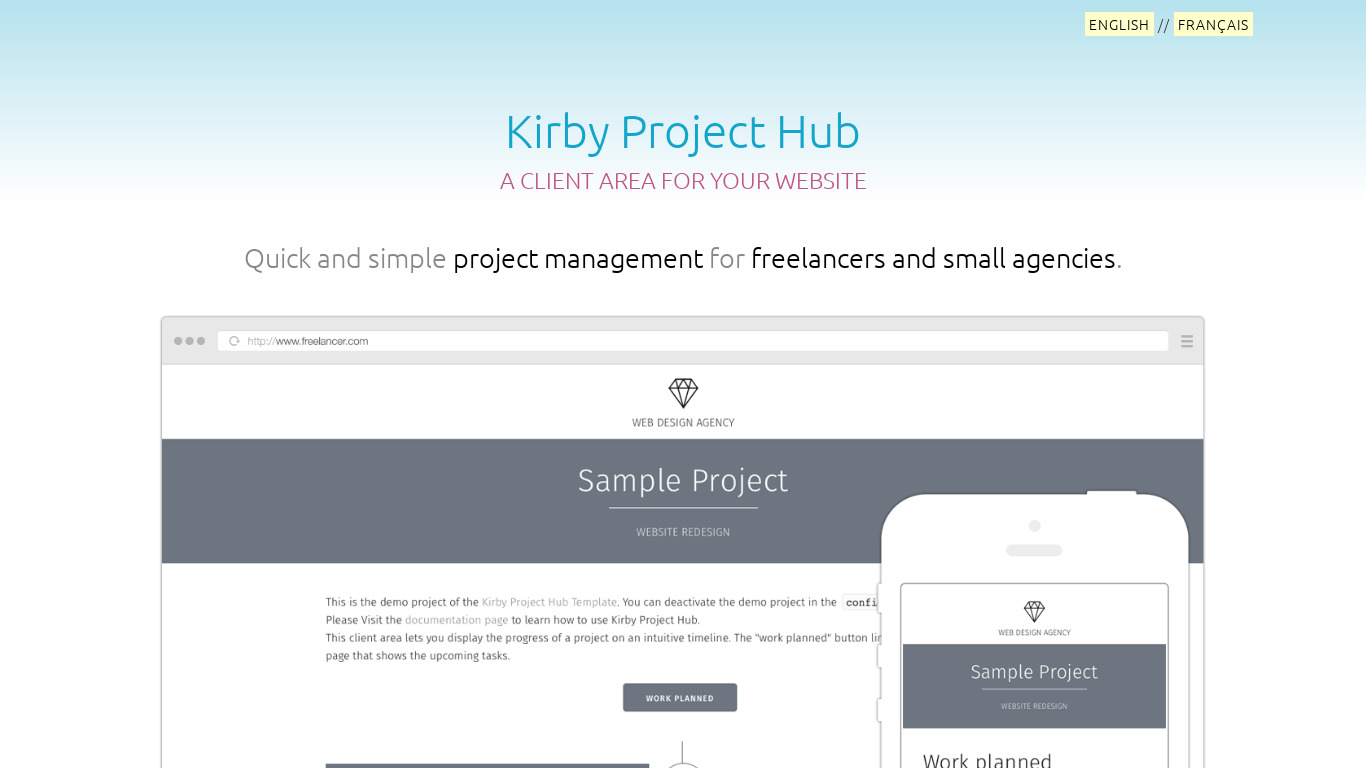 Kirby Project Hub Landing page