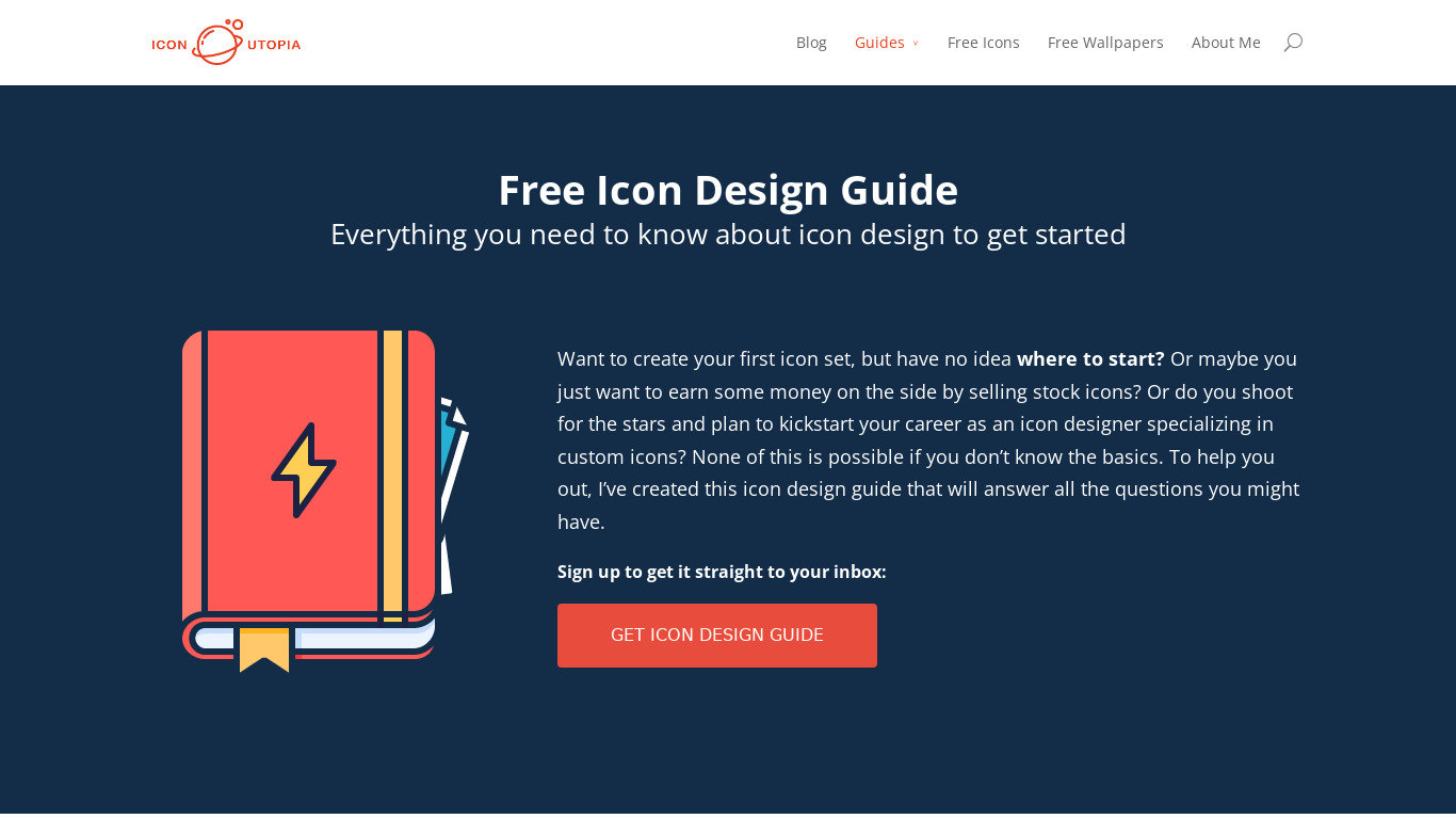 Free Icon Design Guide Landing page
