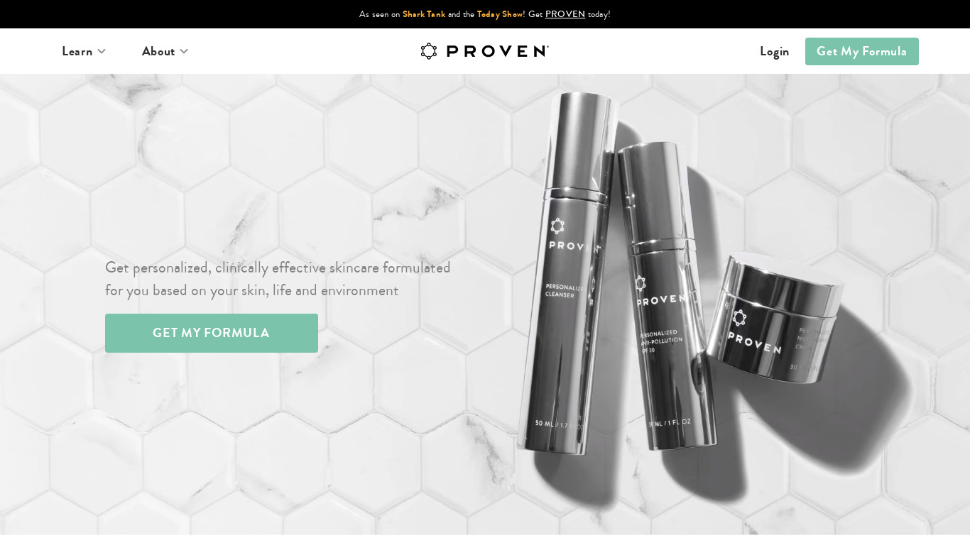 Proven Skincare Landing page