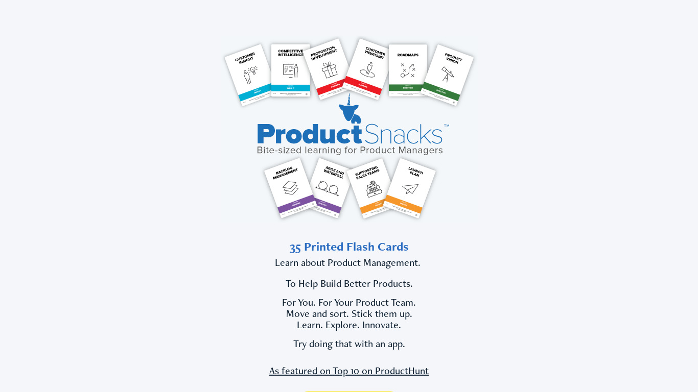 Product Snacks Landing page
