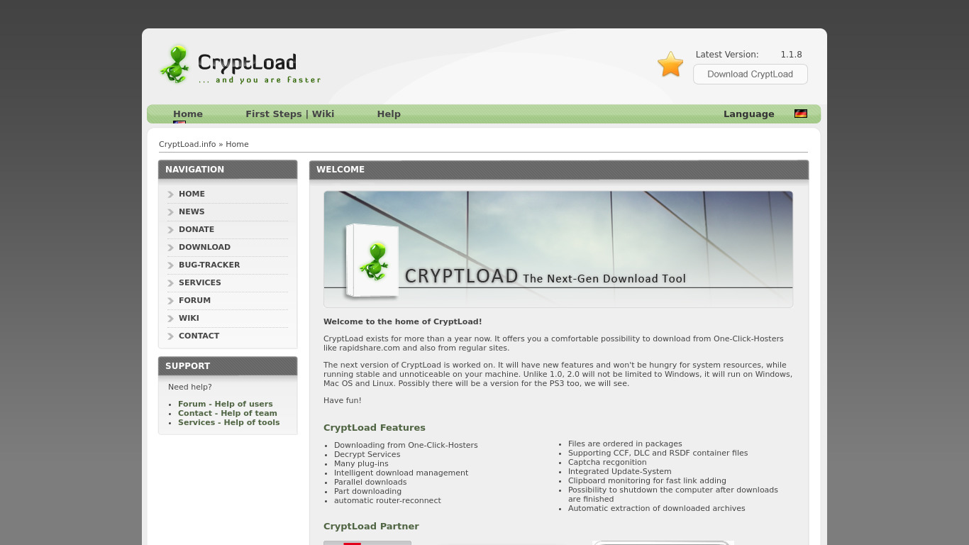 CryptLoad Landing page
