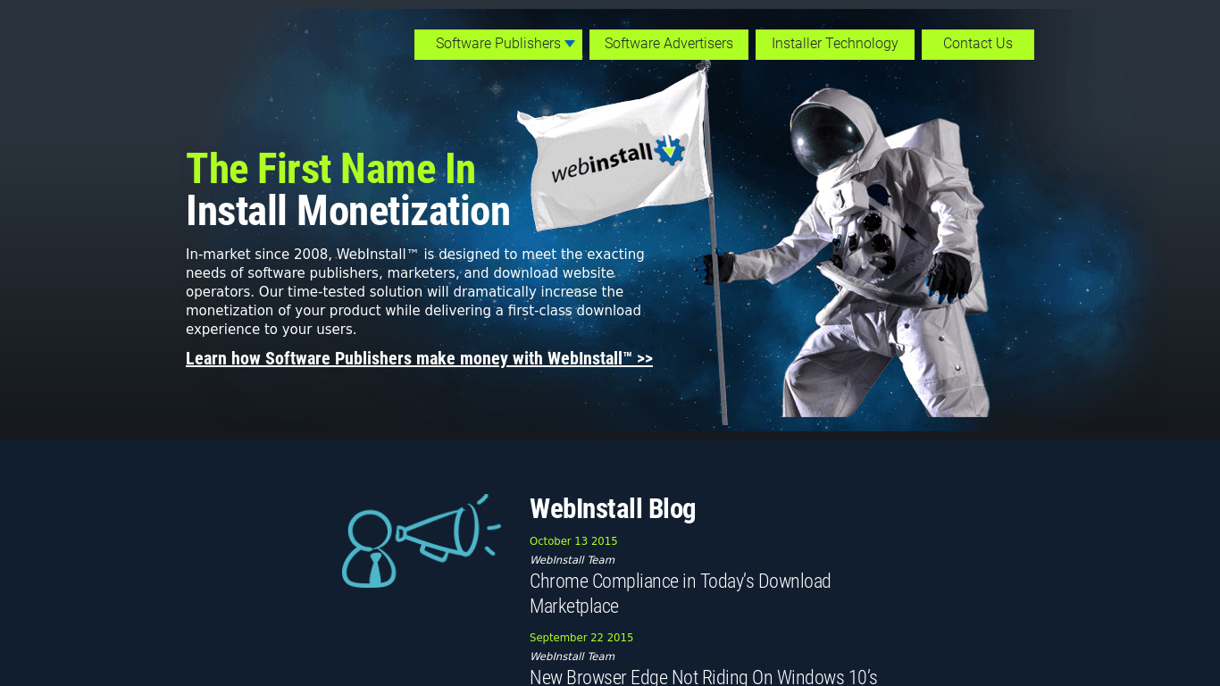 Webinstall Landing page