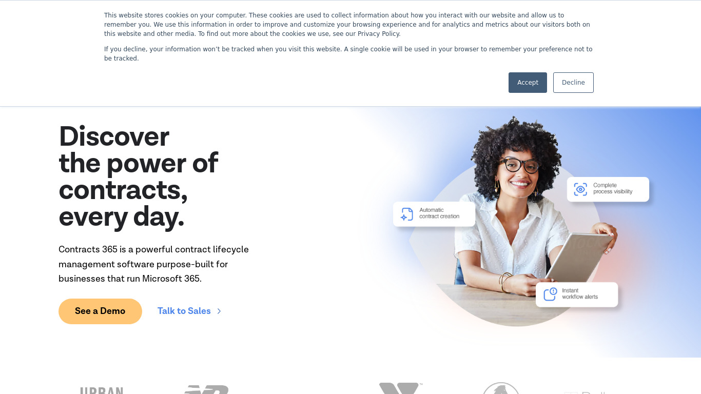 Contracts 365 Landing page
