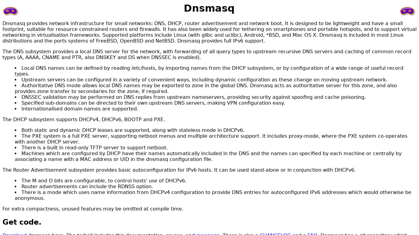 dnsmasq Landing page