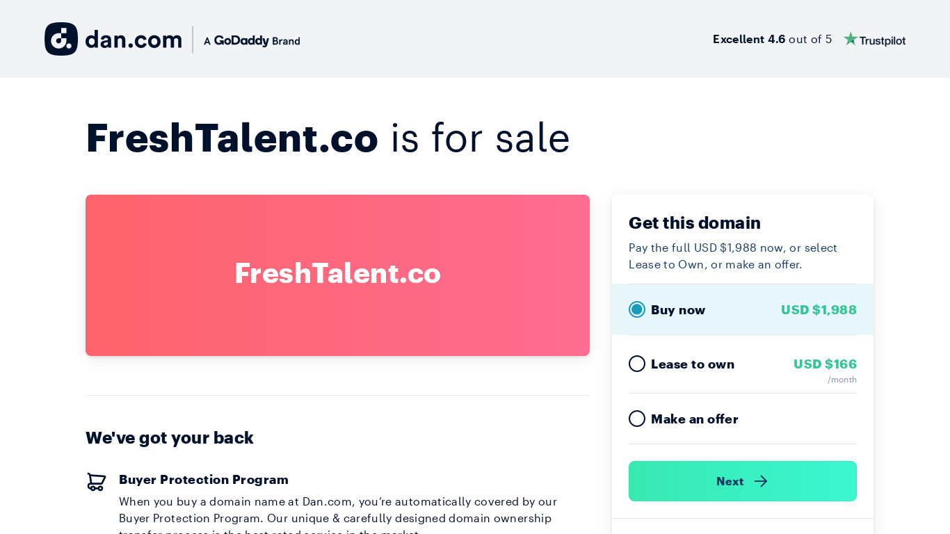 Fresh Talent Landing page