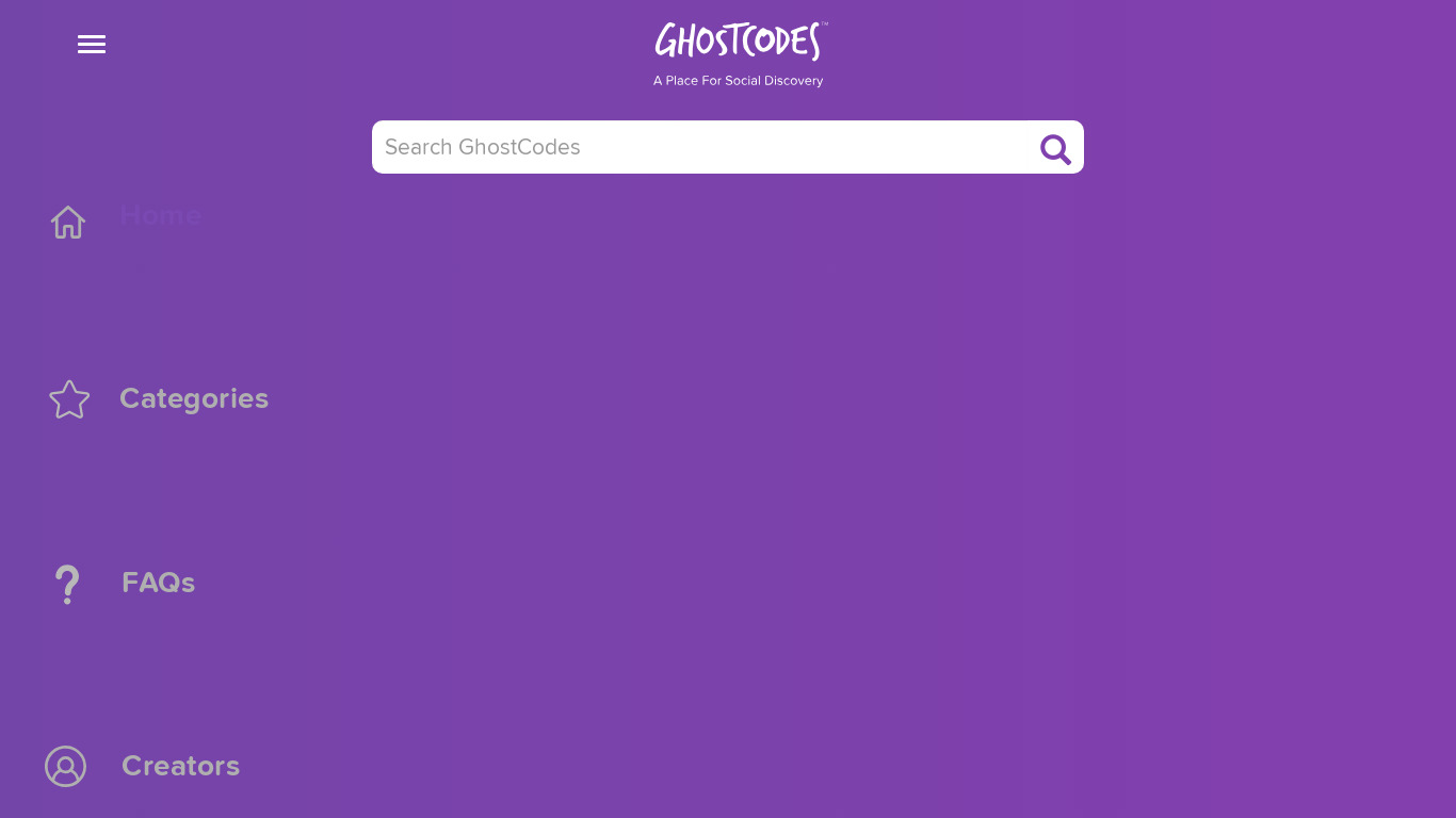 GhostCodes for Android Landing page