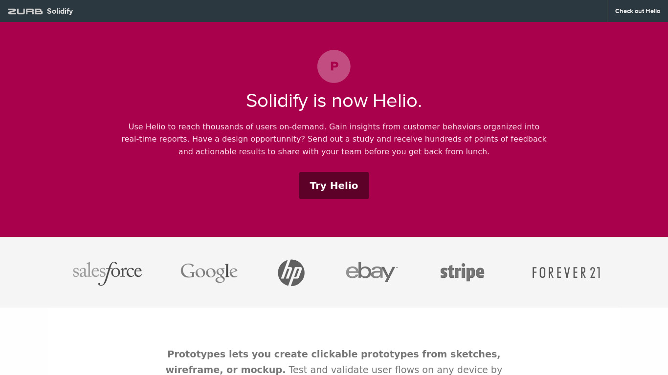 Solidify Landing page