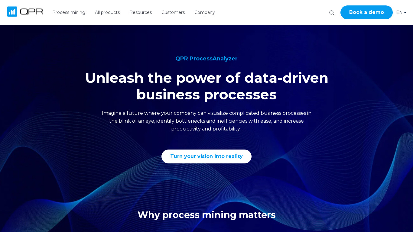 QPR ProcessAnalyzer Landing page