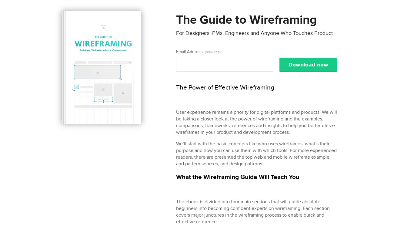 Wireframing: The Hands-On Guide Landing page