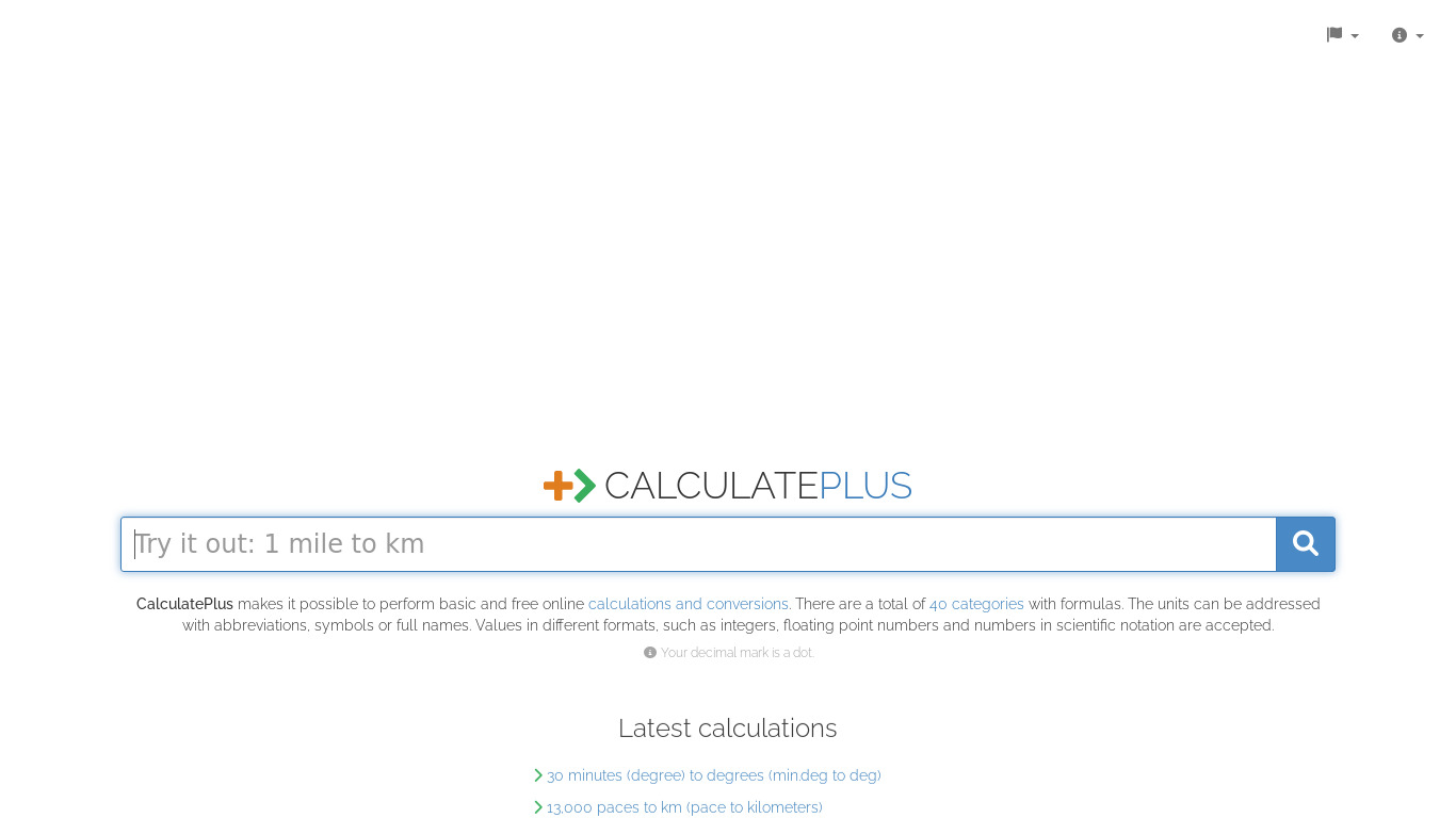 CalculatePlus Landing page