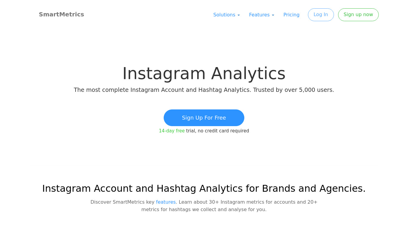 Instagram Analytics Landing page
