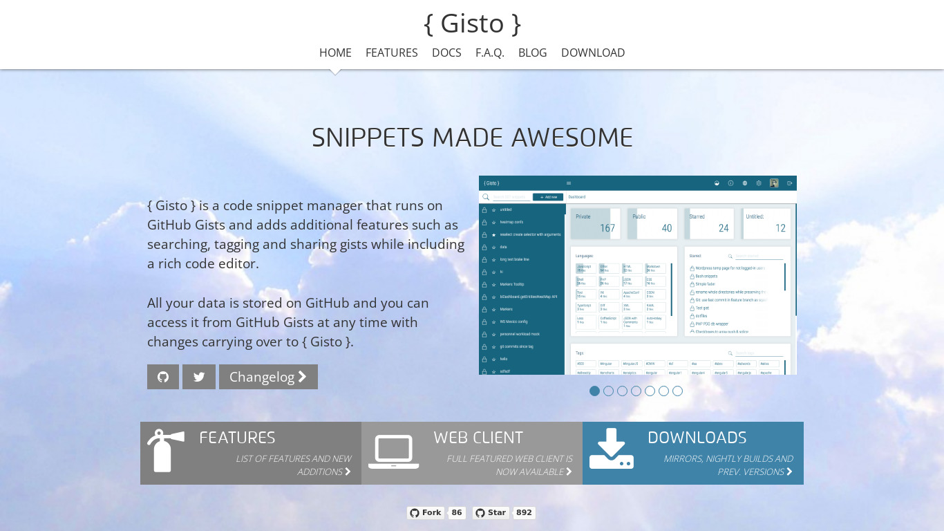 Gisto Landing page