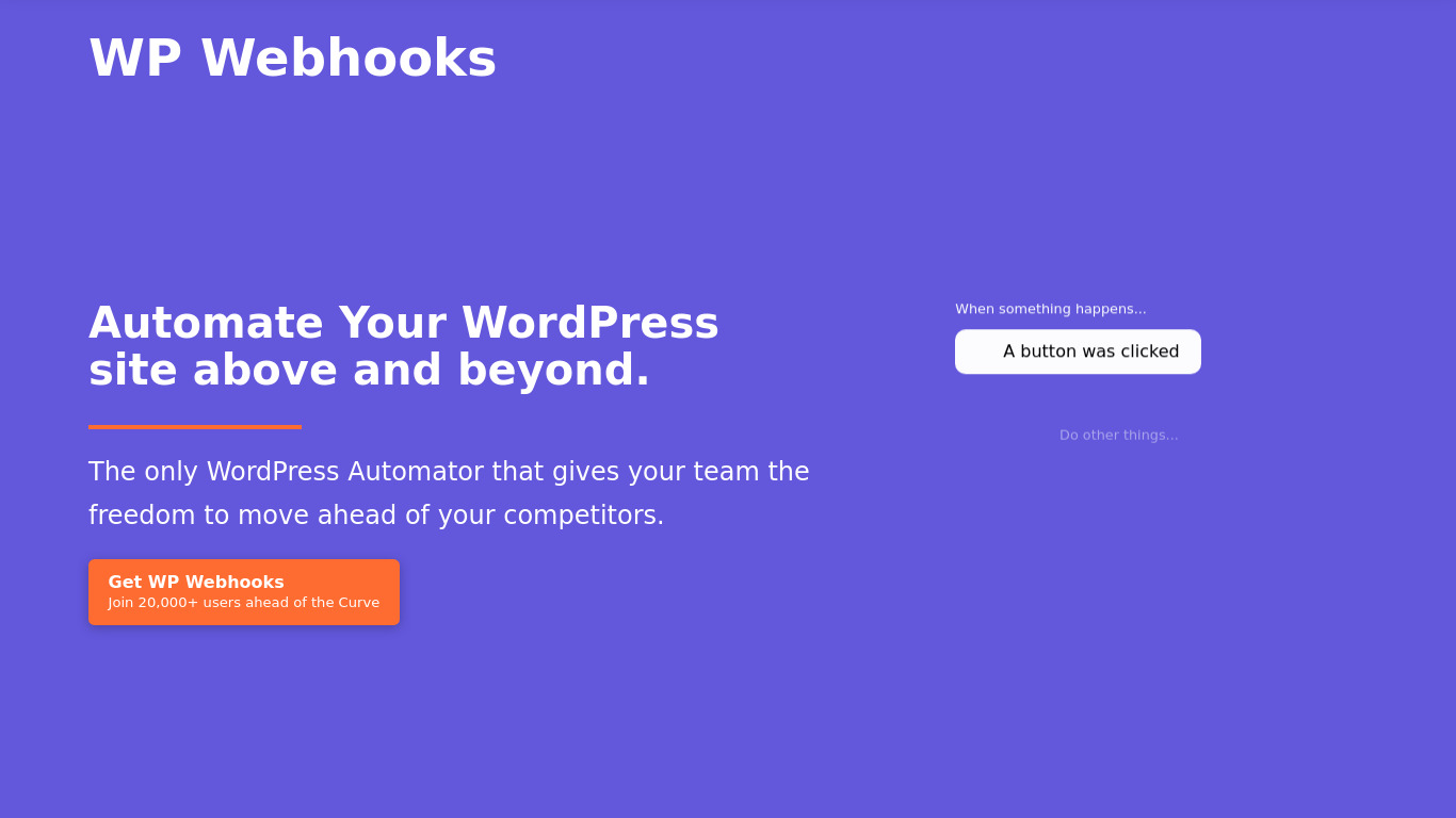WP Webhooks Pro Landing page