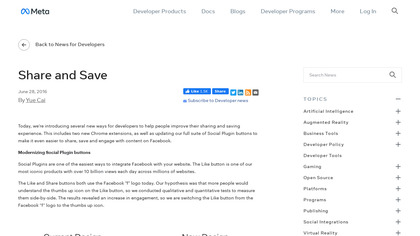 Facebook Share and Save Extensions image