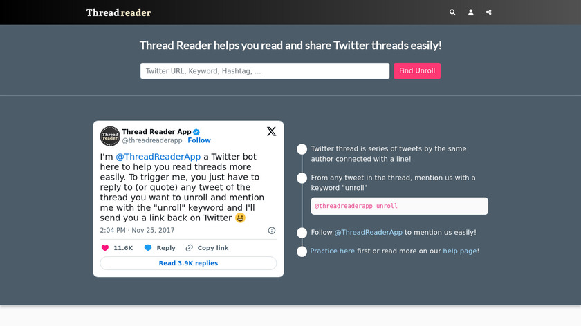 Thread Reader Landing Page