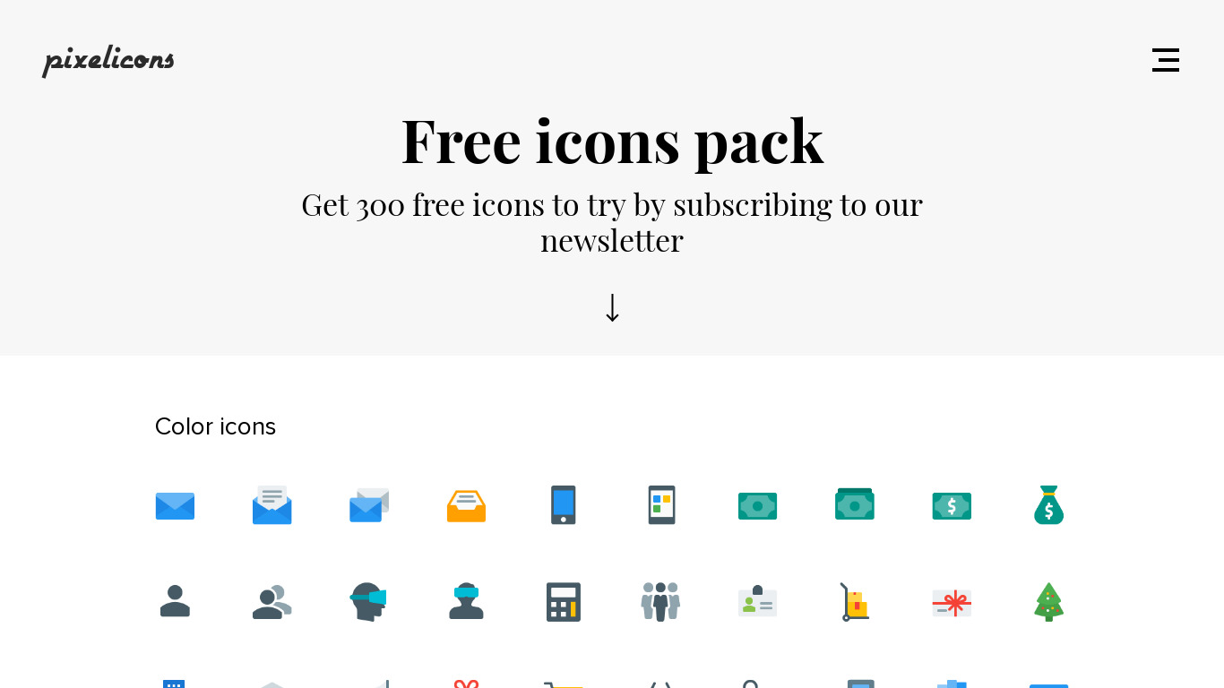 Free 300 Icons Landing page